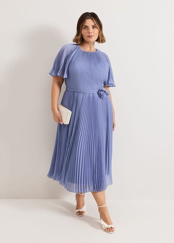 Phase Eight Kathleen Pale Blue Pleat Dress Blue Canada | QCRLIH-536